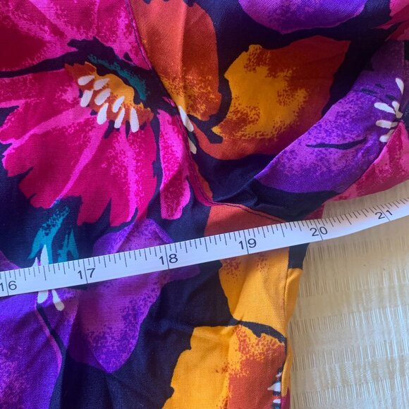 Vtg Floral Blouse Chaus Sz 10 Multicolor Floral Belt Gold Buttons Maximalist - Picture 6 of 6